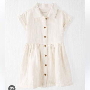 Little Planet Cream Button-Front Gauze Dress
